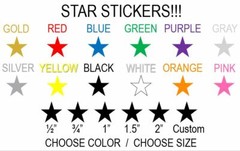Star Stickers! Choose Your Size and Color Sheet! Free Shipping! Crafted in USA!