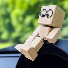 Wooden Man Figurine Shaking Wooden Man Figure Decoration Desktop KU