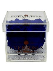 ROYAL BLUE Rose in a square shaped acrylic box real long-lasting preserved rose