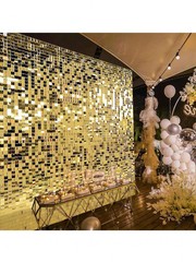 24/30pcs Shimmer Wall Backdrop Square Glitter Panels Birthday Wedding, Gold