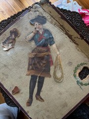 Antique Annie Oakley Paper Color Die Cut Large 17″ Glued on Board