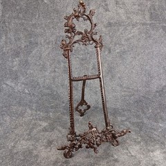 Vtg Bronze Brass Easel 20″ Ornate Tabletop Picture Holder Art Display READ
