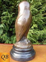 ART DECO BRONZE STATUE 1920’S STYLISED LITTLE OWL FIGURINE SCULPTURE BIRD FIGURE