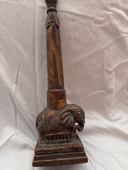 Vintage Heavy Ceremonial Indian Elephant Doorstop Long Handle Gold Tone