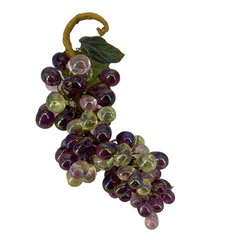 Vintage Lucite Iridescent Multicolor Grape Cluster Sugared Leaves 8″
