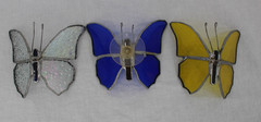 Stained Glass Butterfly Suncatchers Set Of 3 Small Multicolor Window Home Decor
