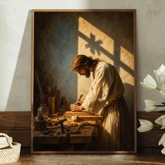 Jesus the Carpenter Canvas Print Christian Religious Wall Art Home Decor
