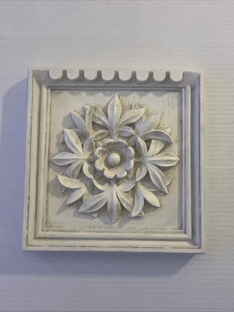 Vintage House Parts Inc (HPI) Handcrafted Plaster Botanical Wall Plaque ~9.5″