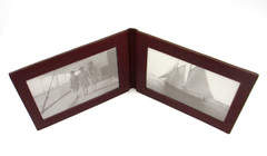 Photo Frame Leather Bifold holds 4×6″ Photos Horizontal Clay Red $125