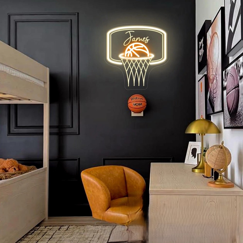 Custom Basketball Name Neon Sign, Boy Bedroom Decor, Personalized Neon Light