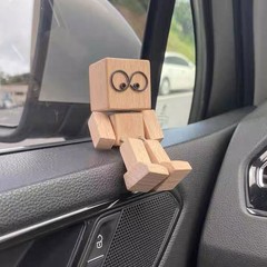 Wooden Man Figurine Shaking Wooden Man Figure Decoration Desktop KU