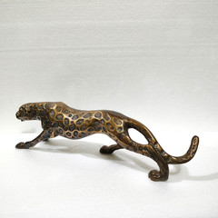 X Large Leopard Metal Statue Jaguar Panther 29 in Figurine Bronze Antique Finish