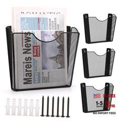 3 Pcs Vertical Wall Mount File Holder Metal Hanging Wall File Organizer 3 Pack