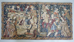 METRAX Belgian Tapestry Wall Hanging Lined- The Medieval Wine Harvest 35×18.5 in