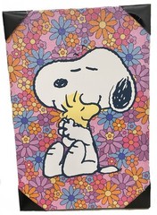 Peanuts Snoopy & Woodstock Glitter Flowers Canvas Print Wall Art, 16” x 12”