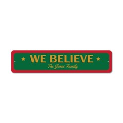 We Believe Sign, Custom Merry Christmas Sign, Christmas Metal Wall Decor