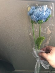 10 in Blue Crocheted Rose Flower