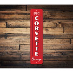 Vertical Chevy Corvette Garage Metal Sign Chevrolet Automotive Car Man Cave