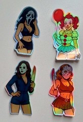 Horror Cosplay Girls 3inch Waterproof Holographic Vinyl Sticker Pack (all 4)