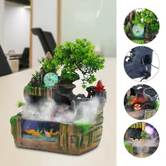 Indoor Chinese landscape&Gardens Rockery Waterfall Fountain w/LED Desktop Decor