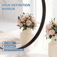 20/24/28/30″ Round Wall Mirror w/Metal Frame,Bathroom Wall Mounted Circle Mirror