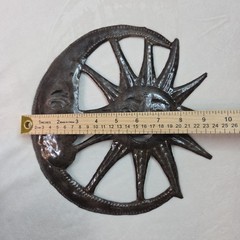Sun and Moon Metal Wall Hanging Art Celestial Haitian Hammered Decoration 10 in