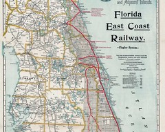 1914 Florida East Coast Railway Railroad Map Peninsular Wall Art Poster Print