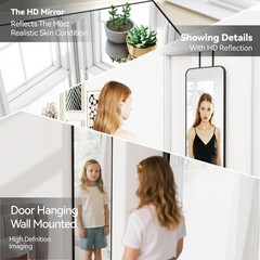 47×14 Mirror Rectangle Full Body Length Door Hanging Wall Mounted Metal Alumi…