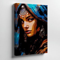 Bohemian Ethnic Woman Portrait Canvas Wall Art Colorful Face Print Home Decor