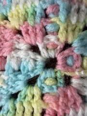 Vintage Handmade Pastels Crochet Afghan Granny Square Blanket 76″ x 60″