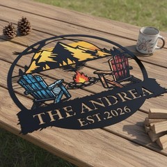 Personalized Camper Metal Sign Custom Cabin Camping Family Name Decor