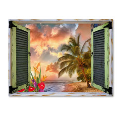 24 In. X 32 In. “Tropical Window to Paradise IV” by Leo Kelly Printed Canvas Wal