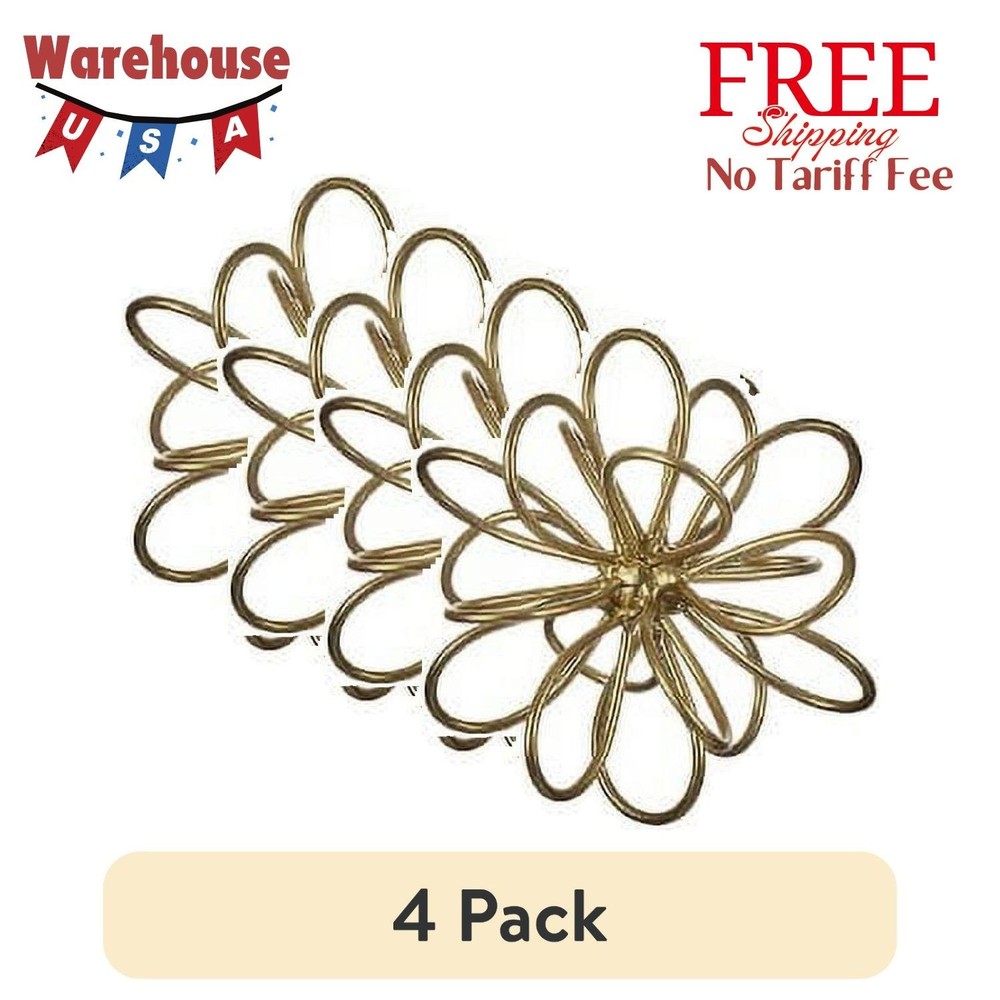 (4 pack) 6in x 6in Contemporary Metal Floral Tabletop Orb, Gold