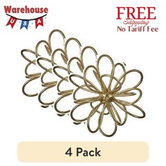 (4 pack) 6in x 6in Contemporary Metal Floral Tabletop Orb, Gold