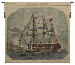 Antique Clipper Ship Fine Art Tapestry Wall Art Hanging For Decor New 35×42 inch
