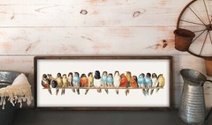 A Perch of Birds On A Wire – Wall Art Print Decor Vintage Bird Lovers Gift Narro
