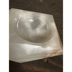 Vtg Octagon White Onyx Ashtray Made in Pakistan Home Decor Accent 4″x4″x1.25″