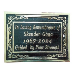 Solid Cast Brass Memorial Plaque personalized in full 3D Brass Lettering. Qualit
