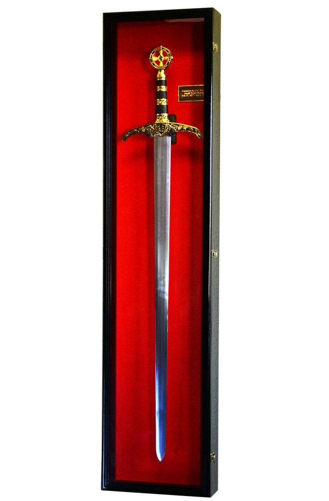Vertical Sword Display Case Cabinet Wall Rack Claymore Long Swords Medieval 54″