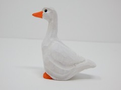 White Goose Figure Miniature Duck Statue Sculpture Wood Decor Garden Topper