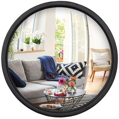 12″ Matte Black Round Convex Mirror, Small Circle Wall Mirror with Thick Meta…