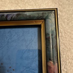Set of 2 VTG 5×7 Floral Border Multicolor Photo Frames Gold/Black Trim 80s/90s