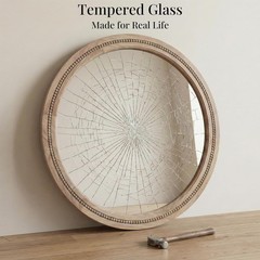 30″ Round Solid Wood Mirror, Handcrafted Beaded Circle for Bathroom Vanity
