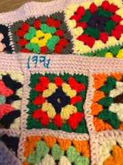 Vintage Granny Square Crochet Afghan Throw Blanket 45″ x 57″