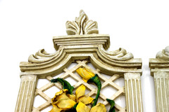 Set of 2 Vintage Garden Path Floral Resin Wall Art Plaque 13.5″ x 6″in