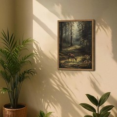 Vintage Forest Deer Canvas Wall Art – Rustic Home Decor