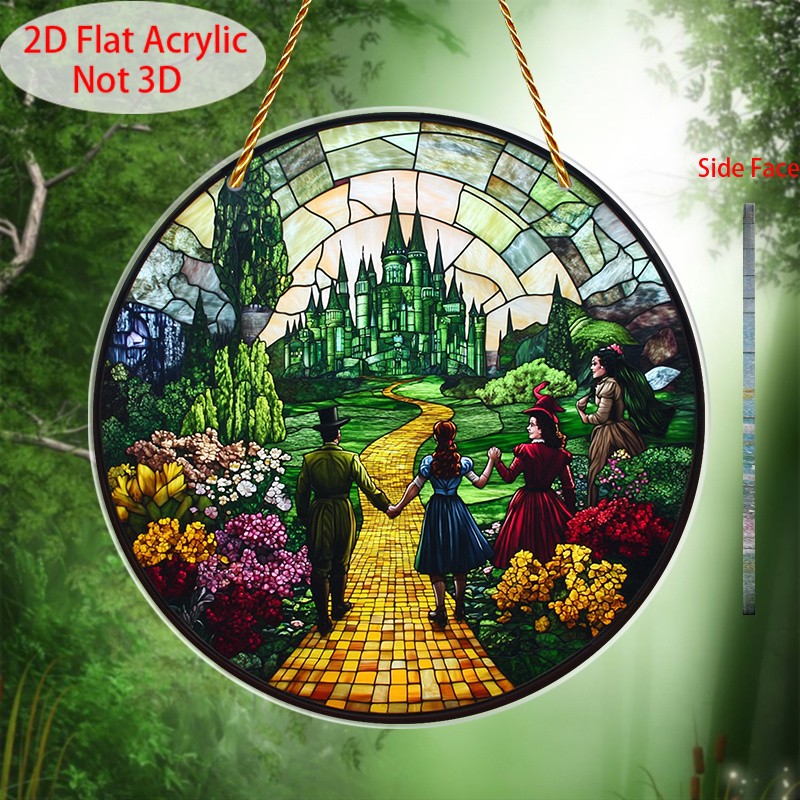 Acrylic Wizard of Oz Yellow Brick Road Sun Catcher Fantasy Window Hanging Decor