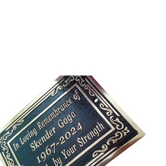 Solid Cast Brass Memorial Plaque personalized in full 3D Brass Lettering. Qualit