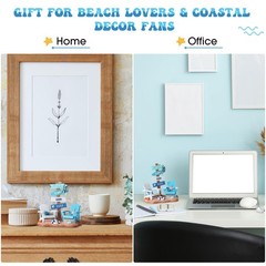 Wonderjune Beach House Decor Coastal Chair 7 x 7 x 3 inches, Blue and White