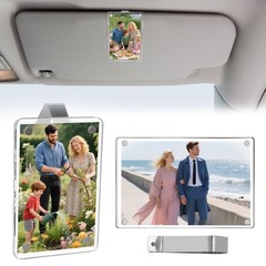 2PCS Car Sun Visor Photo Clips, Acrylic Universal Magnetic Transparent Frames.